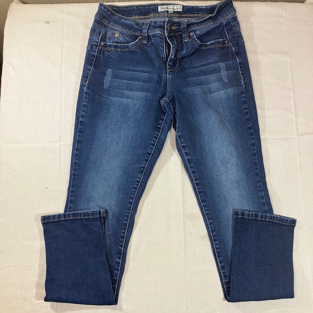 Royalty For Me WannabettaButt Skinny Jeans Women 6 Dark Wash Distressed Mid Rise